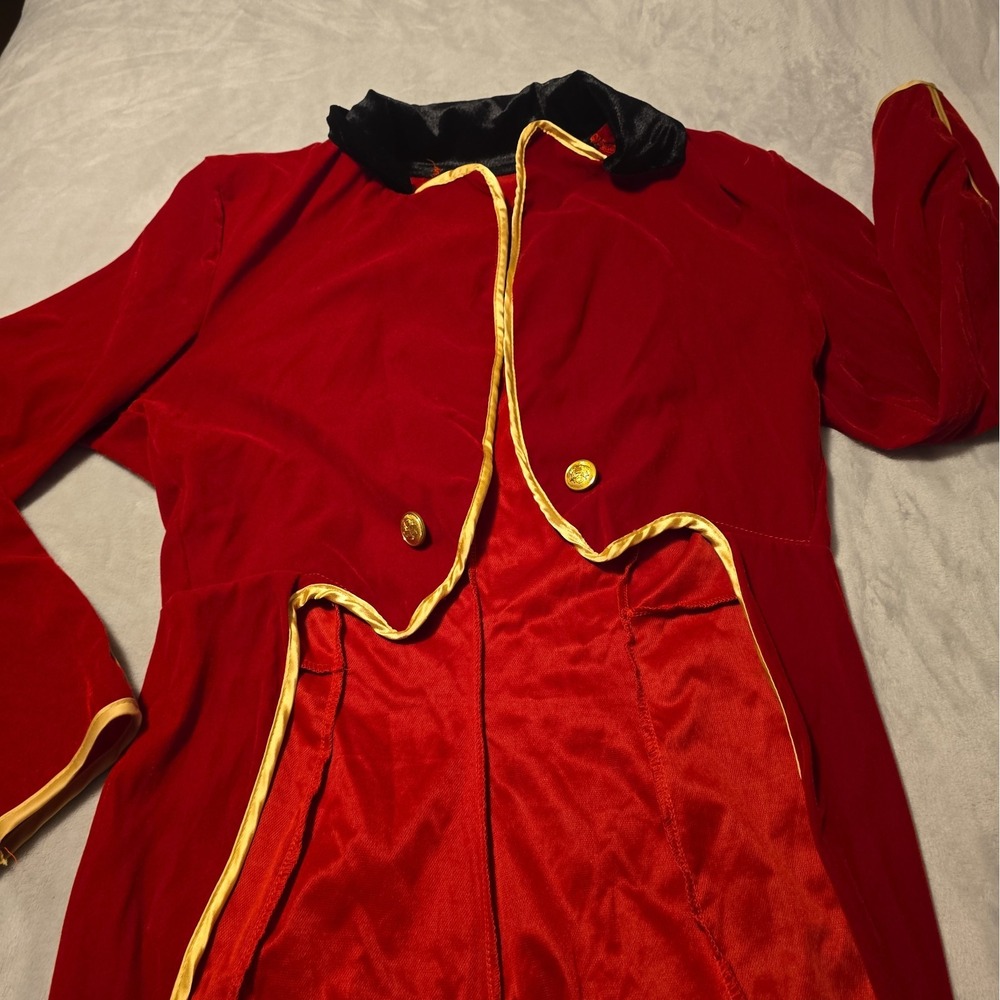 Velvet Cut Ringmaster Jacket Costume Red Black Gold Tailcoat Greatest Showman
